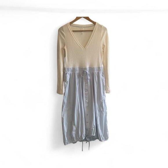 Daily Practice by Anthropologie Long-Sleeve Twofer Midi Dress Size Small Blue - Picture 4 of 6